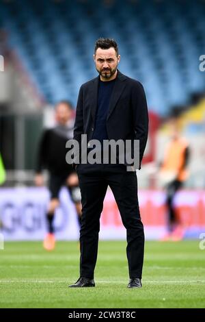 Cesena, Italien. September 2020. CESENA, ITALIEN - 27. September 2020: Roberto De Zerbi, Cheftrainer von US Sassuolo, schaut vor der Serie A Fußballspiel zwischen Spezia Calcio und US Sassuolo. (Foto von Nicolò Campo/Sipa USA) Quelle: SIPA USA/Alamy Live News Stockfoto