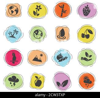 Natur Icon Set Stock Vektor