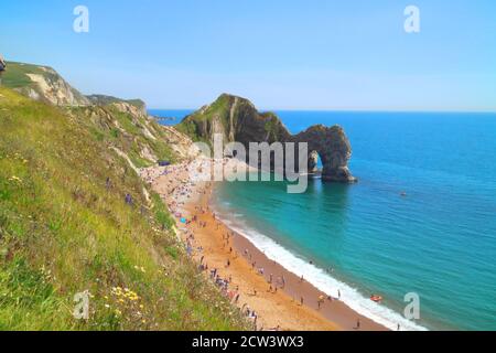 Durdle Door, Dorset an einem sonnigen Tag Stockfoto