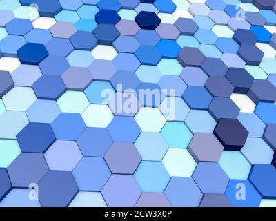 Abstrakter geometrischer Hintergrund aus Sechsecken. 3d-Renderdarstellung. Stockfoto