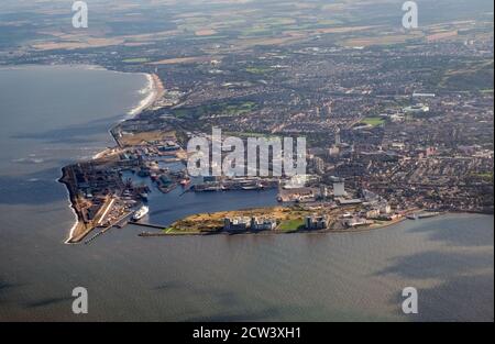 Luftaufnahme des Hafens von Leith, Edinburgh, Schottland. Stockfoto