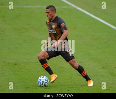 Nashville, TN, USA. September 2020. Houston-Stürmer, Mauro Manotas (9), in Aktion während des MLS-Spiels zwischen dem Houston Dynamo und dem Nashville SC im Nissan Stadium in Nashville, TN. Kevin Langley/CSM/Alamy Live News Stockfoto