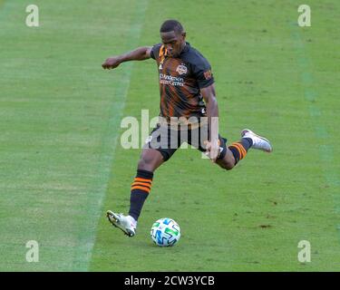 Nashville, TN, USA. September 2020. Houston Verteidiger, Maynor Figueroa (15), in Aktion während der MLS-Spiel zwischen dem Houston Dynamo und Nashville SC im Nissan Stadium in Nashville, TN. Kevin Langley/CSM/Alamy Live News Stockfoto