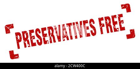 Konservierungsstoffe frei Stempel. Quadratisches Grunge Zeichen auf weißem Hintergrund Stock Vektor