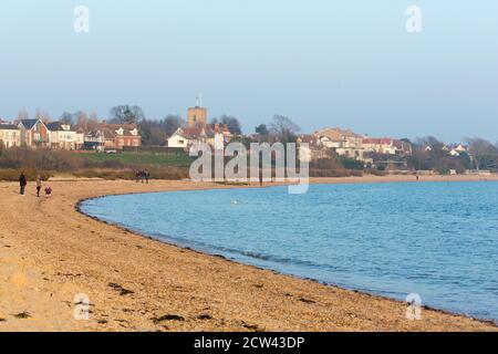 Strand in West Mersea, Essex, Großbritannien Stockfoto