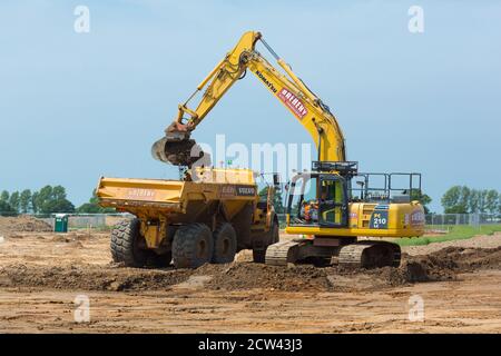 Consructinon einer neuen Straße in Bury St Edmunds, Suffolk, Großbritannien Stockfoto