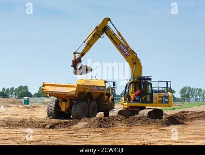 Consructinon einer neuen Straße in Bury St Edmunds, Suffolk, Großbritannien Stockfoto