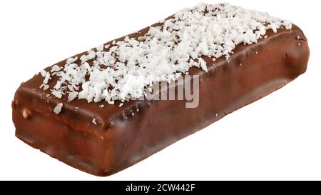Eis Vanille in Schokolade isoliert auf weißem Hintergrund. Stockfoto