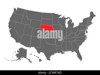 Nebraska Vektorkarte. Detaillierte Darstellung. Vereinigte Staaten von Amerika Land . Stock Vektor