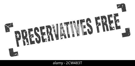 Konservierungsstoffe frei Stempel. Quadratisches Grunge Zeichen auf weißem Hintergrund Stock Vektor