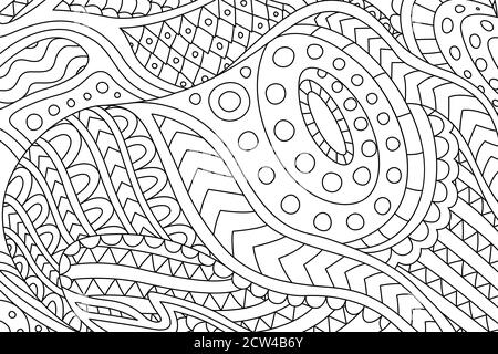 Schöne Malbuch Seite mit abstrakten linearen Muster Stock Vektor