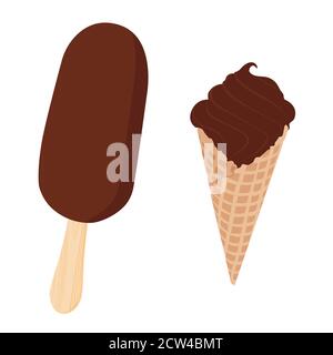 Sammlung von Vektor-Schokolade Eis Illustrationen isoliert auf weiß Stock Vektor