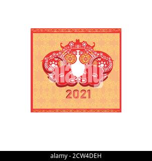 Chinesisches Neujahr 2021 Jahr des Ochsen Stock Vektor