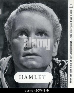 Frontcover des britischen kleinen Faltblattes Programm mit Besetzung und Credits verkauft während der ersten Lauf des HAMLET 1948 Direktor LAURENCE OLIVIER spielen William Shakespeare-Musik William Walton zwei Städte Filme / General Film Distributors (GFD) Stockfoto