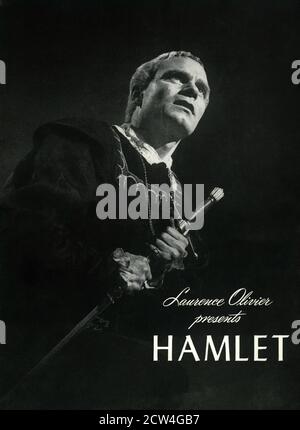 Frontcover des US-Prospektprogramms für LAURENCE OLIVIER in HAMLET 1948 Regisseur LAURENCE OLIVIER spielt William Shakespeare Musik William Walton Two Cities Films / General Film Distributors (GFD) Stockfoto