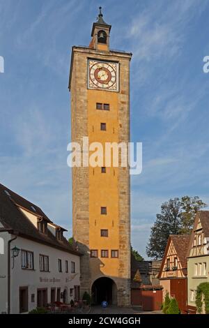 Burgturm, Altstadt, Rothenburg ob der Tauber, Mittelfranken, Bayern, Deutschland Stockfoto