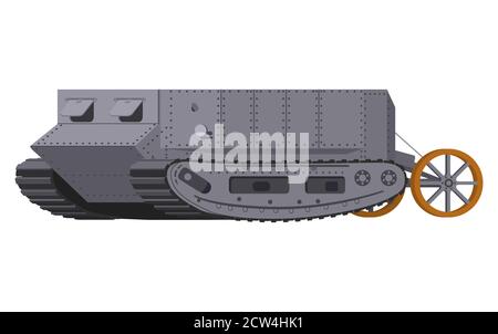 Britischer Panzer des ersten Weltkrieges. Gepanzertes Fahrzeug. Stock Vektor