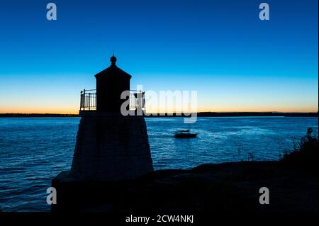 Boot am Castle Hill Lighthouse, Newport, Rhode Island, USA. Stockfoto