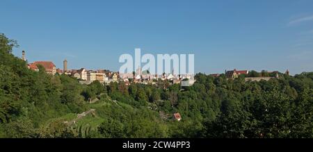 Panoramablick auf den südlichen Teil der Altstadt, Rothenburg ob der Tauber, Mittelfranken, Bayern, Deutschland Stockfoto