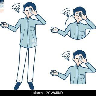 Mann in einem Schirtmit entmutigten Kopf Bilder. Es ist Vektorgrafik, so ist es einfach zu bearbeiten. Stock Vektor