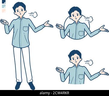 Mann in einem Hirtenmit entmutigten Bildern. Es ist Vektorgrafik, so ist es einfach zu bearbeiten. Stock Vektor