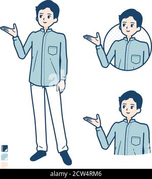 Mann in einem Schirtmit Erklärungsbild. Es ist Vektorgrafik, so ist es einfach zu bearbeiten. Stock Vektor