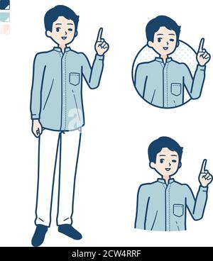 Mann in einem Schirtmit zeigenden Hand Zeichen Bilder. Es ist Vektorgrafik, so ist es einfach zu bearbeiten. Stock Vektor