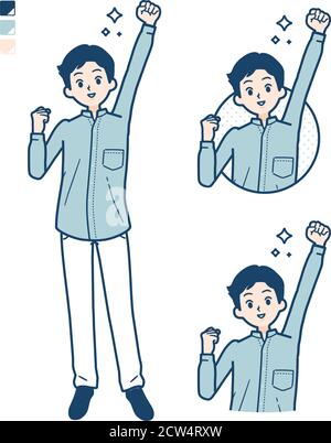 Mann in einem Schirtmit Faust Pumpe Bilder. Es ist Vektorgrafik, so ist es einfach zu bearbeiten. Stock Vektor