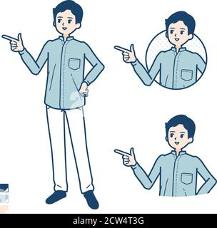 Mann in einem Schirtmit Erklärung zeigt Bild. Es ist Vektorgrafik, so ist es einfach zu bearbeiten. Stock Vektor