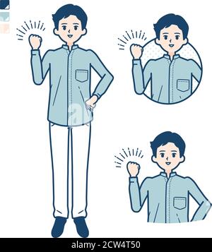 Mann in einem Schirtmit Faust Pumpe Bilder. Es ist Vektorgrafik, so ist es einfach zu bearbeiten. Stock Vektor