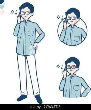 Mann in einem Raffen trägt Brille Bilder. Es ist Vektorgrafik, so ist es einfach zu bearbeiten. Stock Vektor