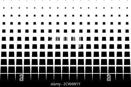 Geometrisches Muster aus schwarzen Quadraten auf weißem Hintergrund. Nahtlos in eine Richtung. Option mit einem mittleren Ausblenden. 11 Figuren in der Höhe. Das radiale t Stock Vektor