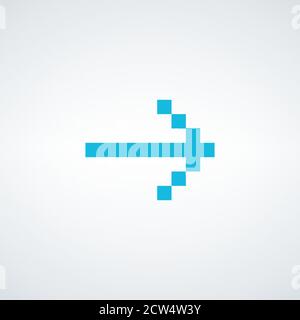 Pixel Art Design des Pfeils rechts. Vektordarstellung auf weißem Hintergrund isoliert. Stock Vektor