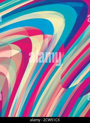 Künstlerische Gestaltung Hintergrund mit Wirbel Streifen. Grafikmuster. CMYK-Farben Stockfoto