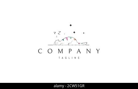 Vektor-Logo, auf dem ein abstraktes Bild einer lustigen schlafenden Katze. Stock Vektor
