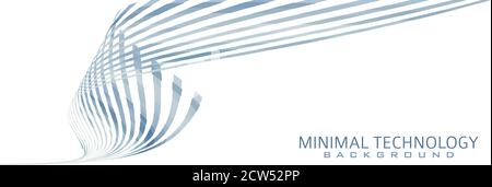 Abstrakt einfache Tech-Hintergrund mit gestreiften geschwungenen Form. Minimales Vektorgrafikmuster Stock Vektor