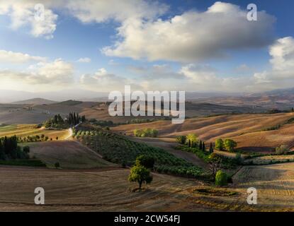 Schöne toskanische Landschaft, Val d'Orcia Region in Italien Stockfoto