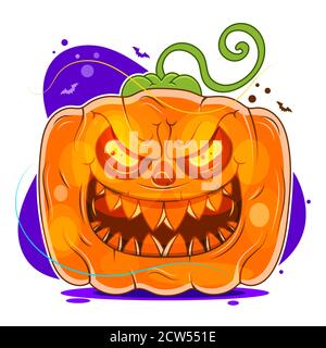Halloween-Kürbis mit Grimasse auf weiß Stock Vektor