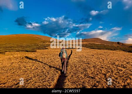 Wandern zum Snow Mesa auf dem 485 Meilen langen Colorado Trail, Colorado Stockfoto