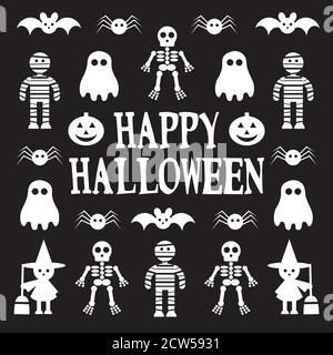 Cartoon Stil Halloween-Karte mit einem Happy Halloween-Nachricht Stock Vektor