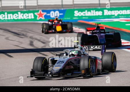 Sotschi, Russland. September 2020. 25 Ghiotto Luca (ita), Hitech Grand Prix, Dallara F2 2018, Aktion während der 10. Runde der 2020 FIA Formel 2 Meisterschaft vom 25. Bis 27. September 2020 auf dem Sotschi Autodrom, in Sotschi, Russland - Foto Antonin Vincent / DPPI Kredit: LM/DPPI/Antonin Vincent/Alamy Live News Kredit: Gruppo Editoriale LiveMedia/Alamy Live News Stockfoto