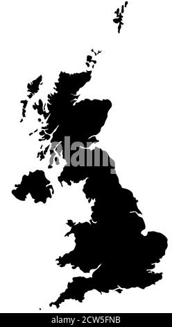 Silhouette des Vereinigten Königreichs von Großbritannien und Nordirland. Schön geformte Karte mit abgerundeten Kanten, um einen eleganteren Look zu schaffen. Die Karte inkl. Stockfoto