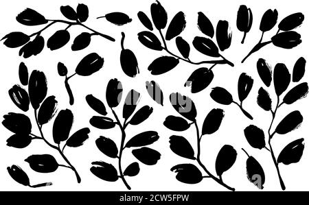 Pflanzen Zweige mit Blättern Vektor-Illustrationen. Stock Vektor