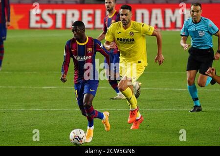 Camp Nou, Barcelona, Katalonien, Spanien. September 2020. La Liga Football, Barcelona versus Villareal; Ousmane Dembele Credit: Action Plus Sports/Alamy Live News Stockfoto