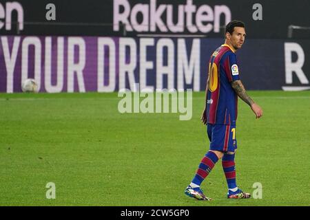 Camp Nou, Barcelona, Katalonien, Spanien. September 2020. La Liga Football, Barcelona versus Villareal; Leo Messi Credit: Action Plus Sports/Alamy Live News Stockfoto