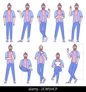 Junge Programmierer Posen und activityes Stock Vektor