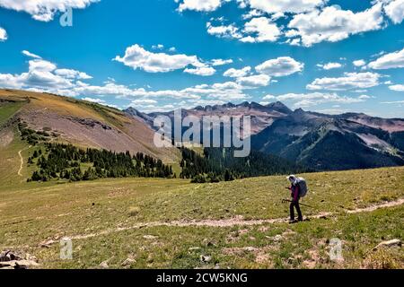 Wandern entlang Indian Ridge auf dem 485 Meilen Colorado Trail, Colorado Stockfoto