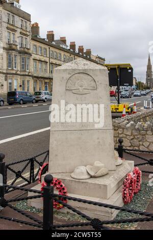 Das Anzac-Kriegsdenkmal für freiwillige Truppen, die in Gallipoli kämpften, wurde auf der Weymouth Esplanade, Dorset UK, errichtet Stockfoto