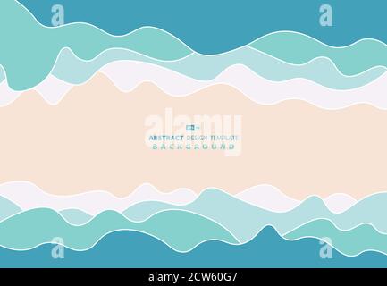 Abstrakt gewelltes Design aus blauem Meer Wasser Pastell Kunstwerk Hintergrund. Verwenden Sie für Anzeige, Poster, Template-Design, Druck. Illustration Vektor eps10 Stock Vektor