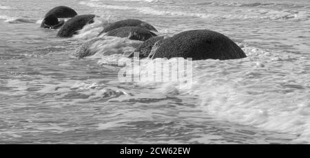 Moeraki Boulders, Koekohe Beach, Ostküste von South Isalnd, Neuseeland Stockfoto